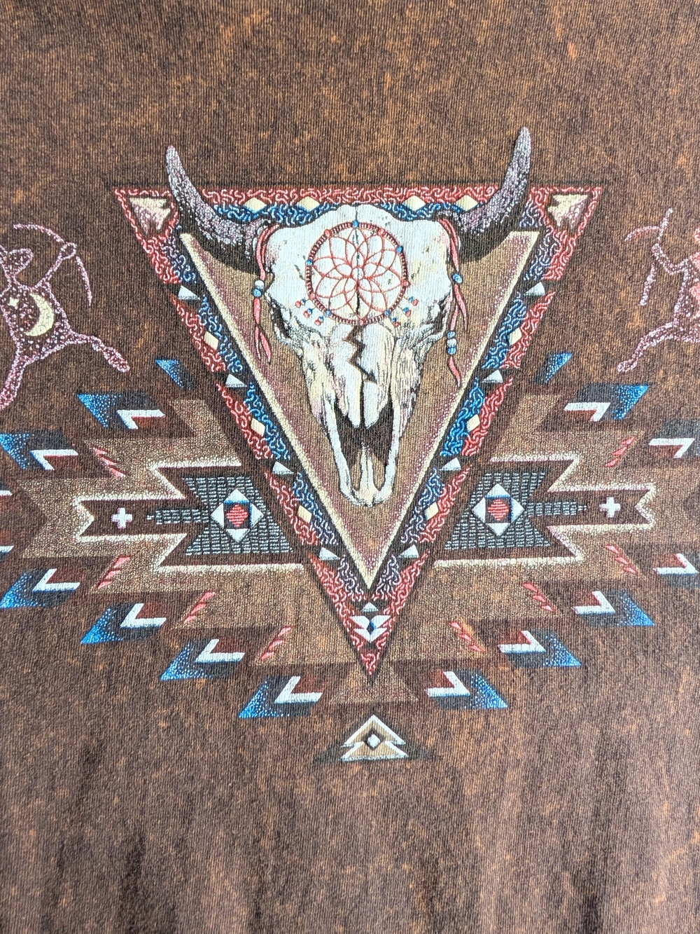 Gildan Brown Short-Sleeve Tee with Southwestern Skull Graphic - Picture 2 of 7